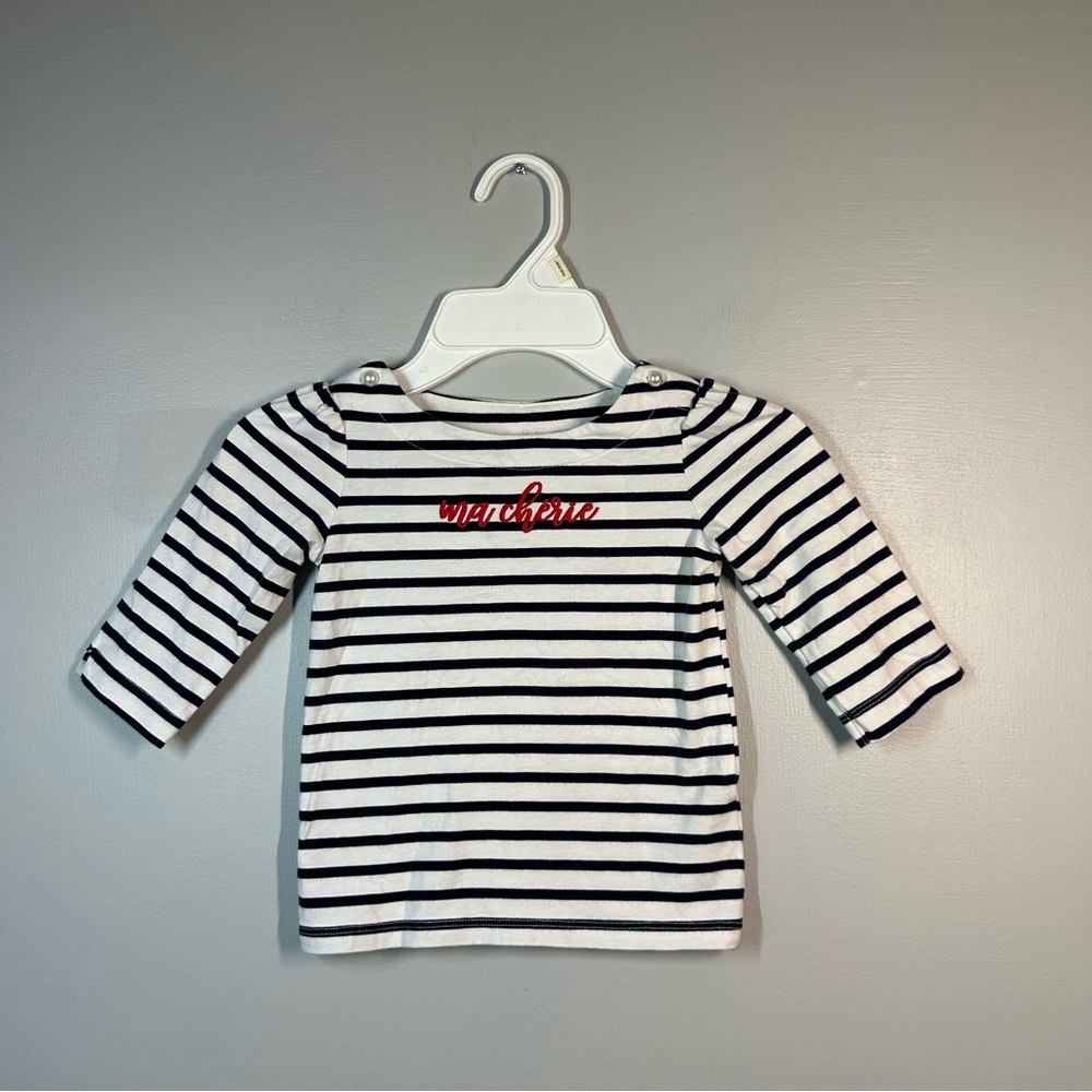 Janie and Jack ma cherie striped pearl long sleeve size 3